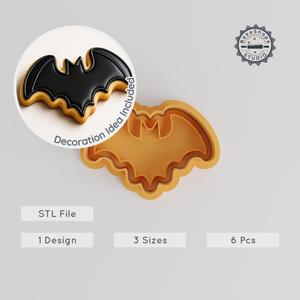 Halloween Bat Cookie Cutter Stamp Set, Nocturnal Flying Mammal, S/M/L, Vampire Wing, 6 Piece Baking Tool Collection PRODUCT_2
