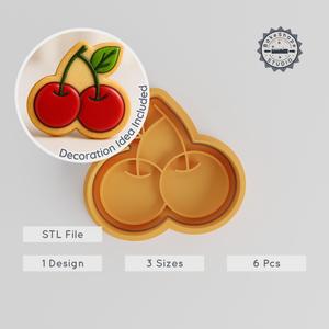 Cherry Shape Cutter & Stamp Set, Perfect for Cookies & Fondant, Includes 3 Sizes, Food-Themed STL Files PRODUCT_476
