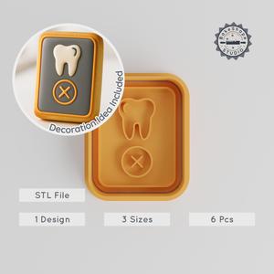 Dental Tooth Cutter & Stamp Set, Perfect for Cookies & Fondant, 3 Sizes, Medical Dental Health Design PRODUCT_512