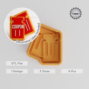 Coupon Shape Cutter & Stamp Set, Cookie & Fondant Decorating Tools, 3 Sizes, 6 Pieces PRODUCT_530