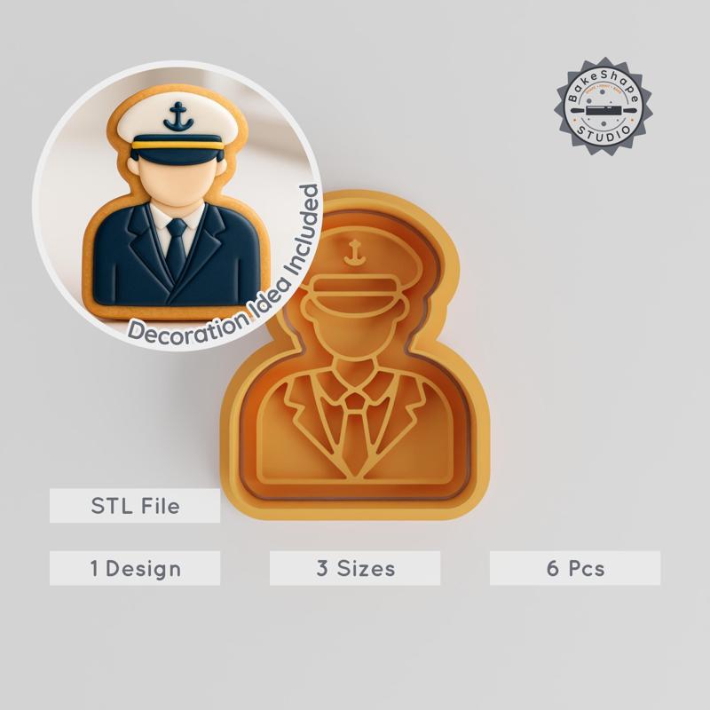Captain Shape Cutter & Stamp Set, Perfect for Cookies & Fondant, 6-piece Bundle, Nautical Theme PRODUCT_1094