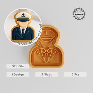 Captain Shape Cutter & Stamp Set, Perfect for Cookies & Fondant, 6-piece Bundle, Nautical Theme PRODUCT_1094