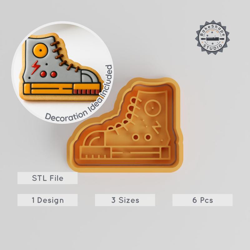 Sneaker Shape Cookie Cutter & Stamp Set, Fashion Trainer Molds, 3 Sizes, Perfect for Fondant & Baking PRODUCT_2702