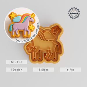 Unicorn Cookie Cutter & Stamp Set, Fairytale Shape Tool for Cookies & Fondant, 6-Piece Pack with S/M/L Sizes PRODUCT_2694