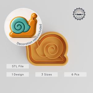Snail Shape Cutter & Stamp Set, Cookie & Fondant Cutter, Sea Snail, Marine Snail, Shell Creature, 3 Sizes PRODUCT_1142