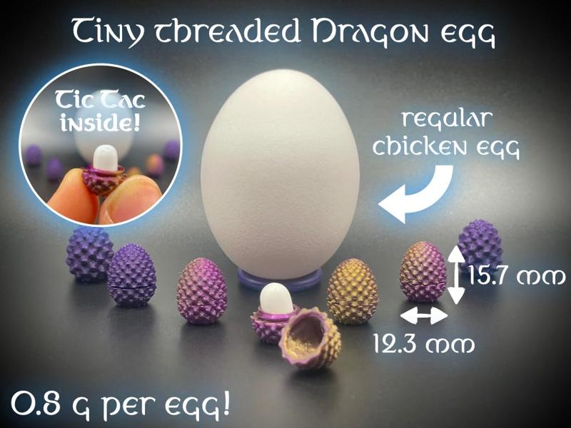 Tic Tac inside! Tiny threaded dragon egg 