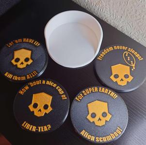 AMS Helldiver themed coaster set.