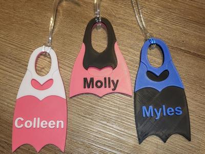 Swim fin name tag