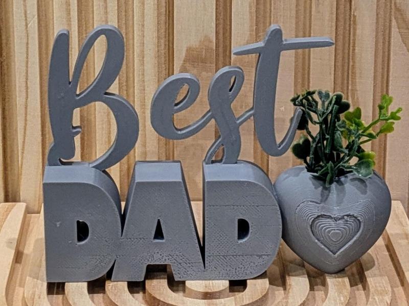Best Dad Sign with Vase Heart – Dry Flower Holder