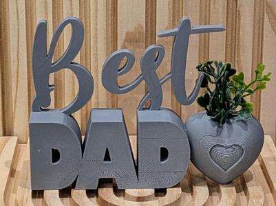 Best Dad Sign with Vase Heart – Dry Flower Holder