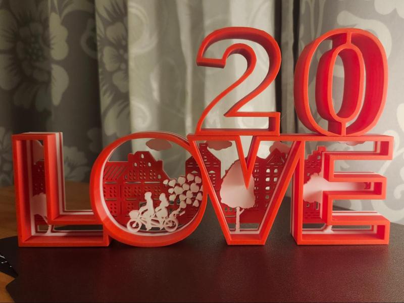 Love sign with anniversary number