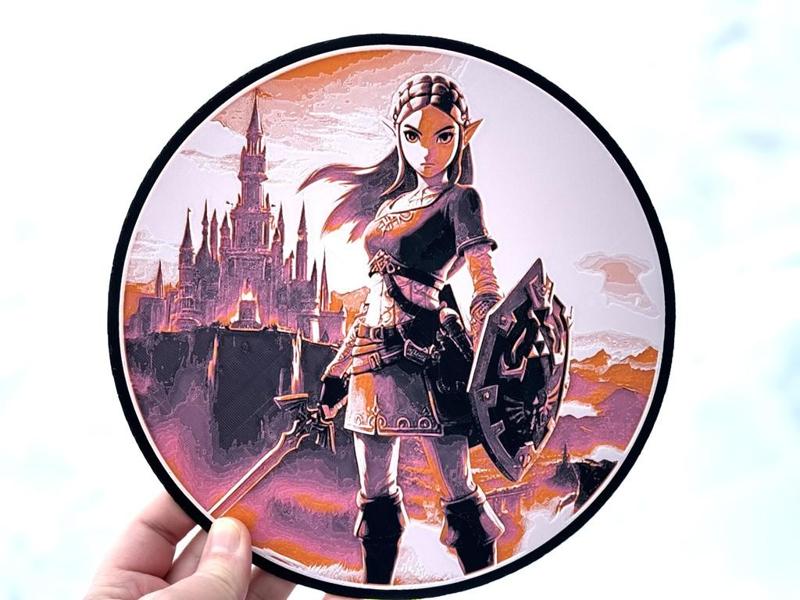 Zelda in Front of Hyrule Castle - HueForge Wall Art