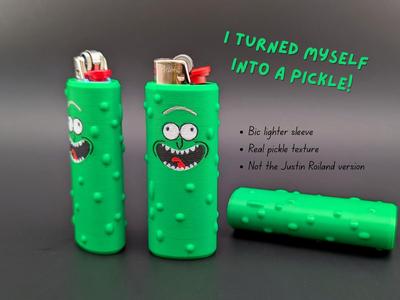 Pickle Rick Bic Lighter Sleeve