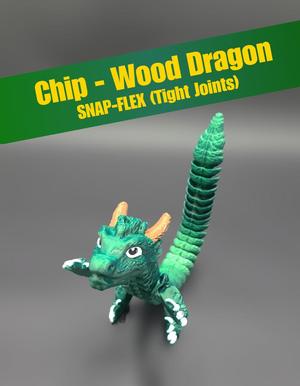 Chip, Wood Dragon - Articulated Dragon Snap-Flex Fidget (Tight Joints)