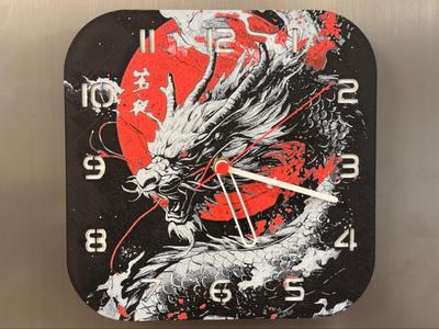 wall / desk clock japanese dragon