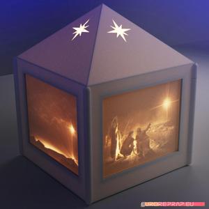 Christmas lantern with lithopanes - (for electric light sources)
