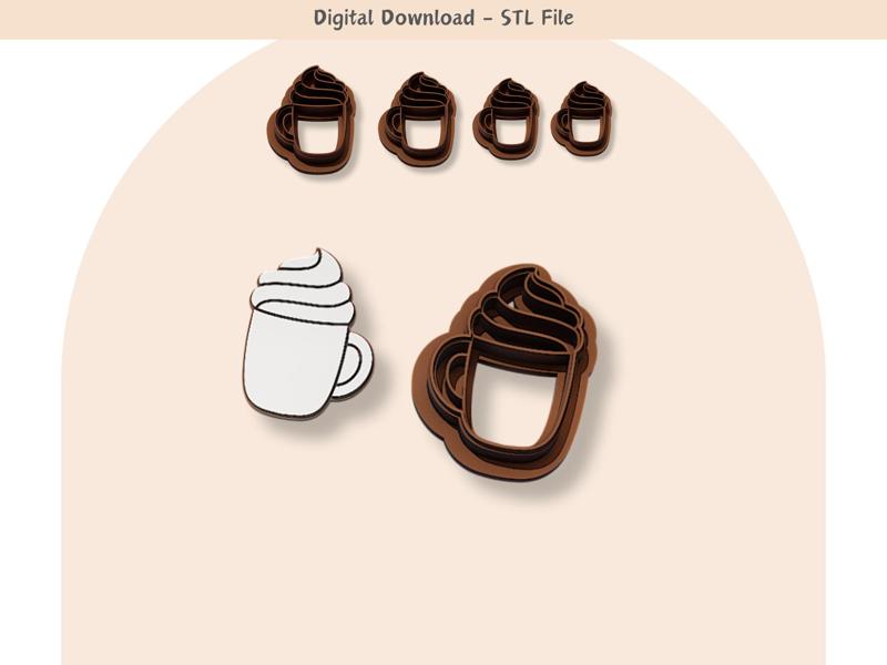 Hot Chocolate Clay Cutter for Polymer Clay | Digital STL File | Clay Tools | 4 Sizes Fall Cutters 
