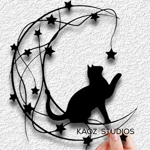 Kitty wall art cat wall decor kitten decoration cat on the moon