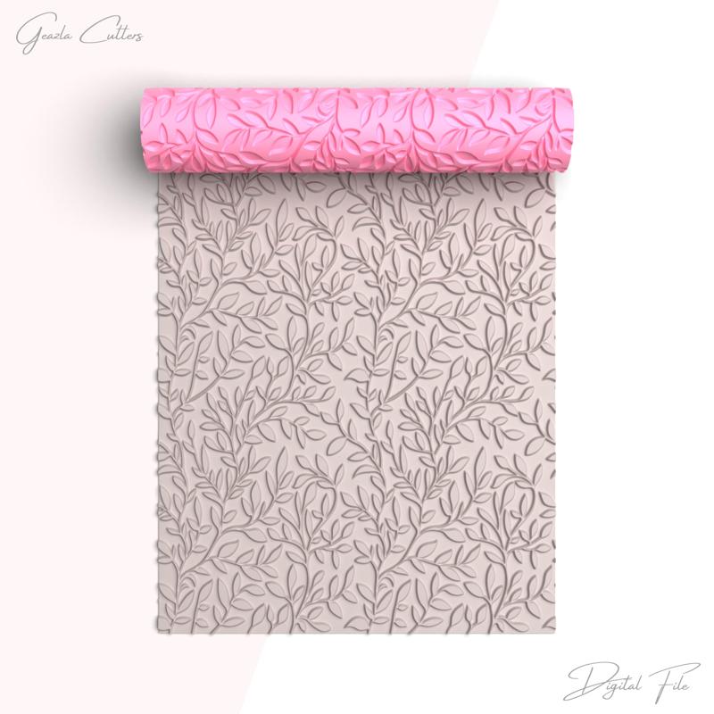 Leaves Texture Roller For Polymer Clay, Floral Clay Texture Rolling Pin, Polymer Clay Tool, No: 1412