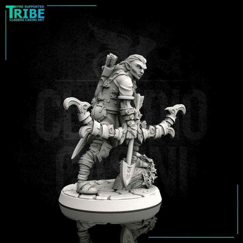 (0040) Male human half orc elf tiefling ranger hunter with bow