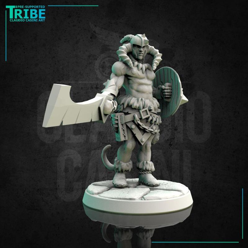 (0130) Male barbarian viking human elf tiefling half orc with big sword and shield