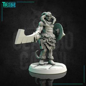 (0130) Male barbarian viking human elf tiefling half orc with big sword and shield