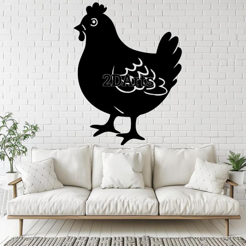 Chicken 2D Wall Art/Window Art - Digital STL & SVG File for 3D Printing or Laser Cutting