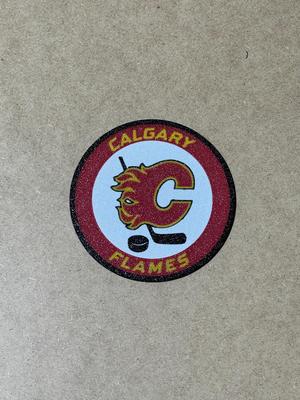 Calgary Flames NHL Hockey custom logo coaster