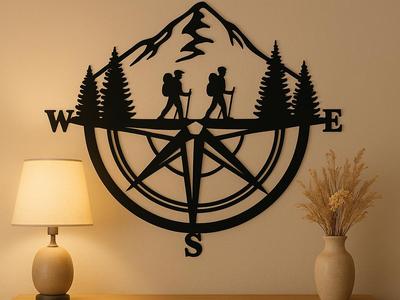 Hiking compass wall decoration