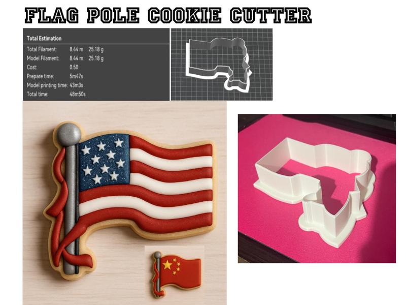 Flag On Pole (Flagpole) Cookie Cutter
