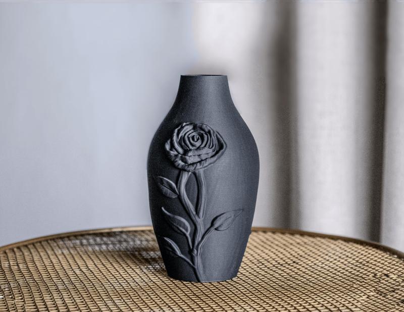 Elegant Black Rose Embossed Vase