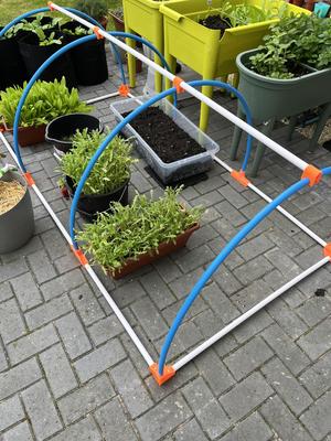 Pipe connector for small DIY Greenhouse hoop