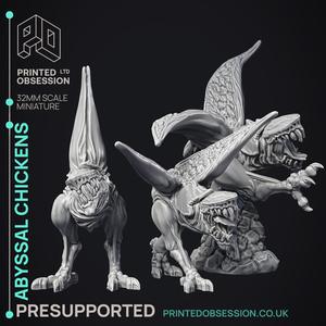 Abyssal Chickens - 3 Models -  Small Creatures - Pre Supported - D&D