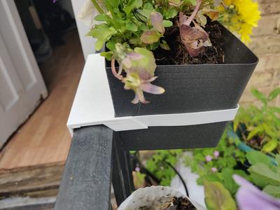 Two Part Balcony Planter - Staircase rail flower pot - include 45 degree holder