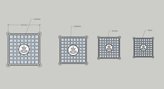 Visiophare <> Overhead Projector fan grid, 4 sizes