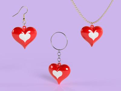 3D Heart Pendant & Earrings – Valentine's Day Special