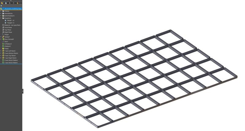 Solidworks Parametric Gridfinity Base (with snap clips)