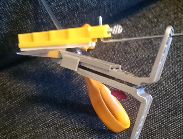 Scissors holder for Lansky-type knife sharpening system