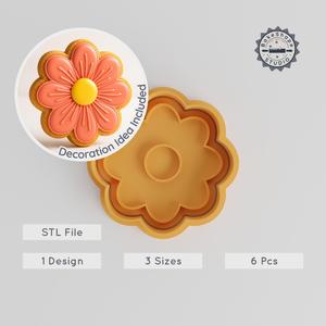 Flower Cookie Cutter & Stamp Set, Floral Designs, Perfect for Fondant, 3 Sizes, 6 Pieces, Botanical Bloom, Spring Baking PRODUCT_53