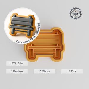 Garden Bench Cookie Cutter & Stamp Set, 6-Piece, S/M/L, Perfect for Cookies & Fondant PRODUCT_2845