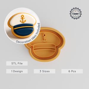 Captain Hat Shape Cutter & Stamp Set, Nautical-Themed, Perfect for Cookies & Fondant, Includes S/M/L Sizes PRODUCT_1095