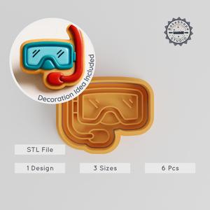 Snorkel Shape Cutter & Stamp Set, 3 Sizes S/M/L, Perfect for Cookies & Fondant, Water & Diving Theme PRODUCT_1143