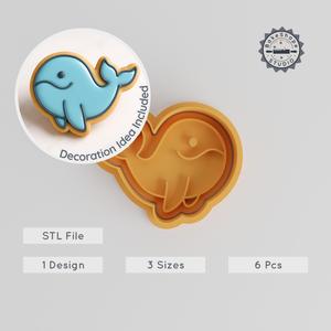 Whale Cookie Cutter & Stamp Set, Ocean Wildlife, Animal Theme, 3 Sizes, Perfect for Cookies & Fondant PRODUCT_2152