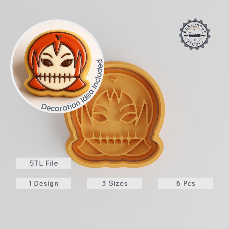 Skull Girl Cookie Cutter & Stamp Set, Spooky Halloween Design, 3 Sizes, Perfect for Cookies & Fondant PRODUCT_983