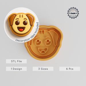Dog Laugh Shape Cutter & Stamp Set, Cookie & Fondant Animal Joy, Wildlife Smile, 3 Sizes, 6 Pieces PRODUCT_878