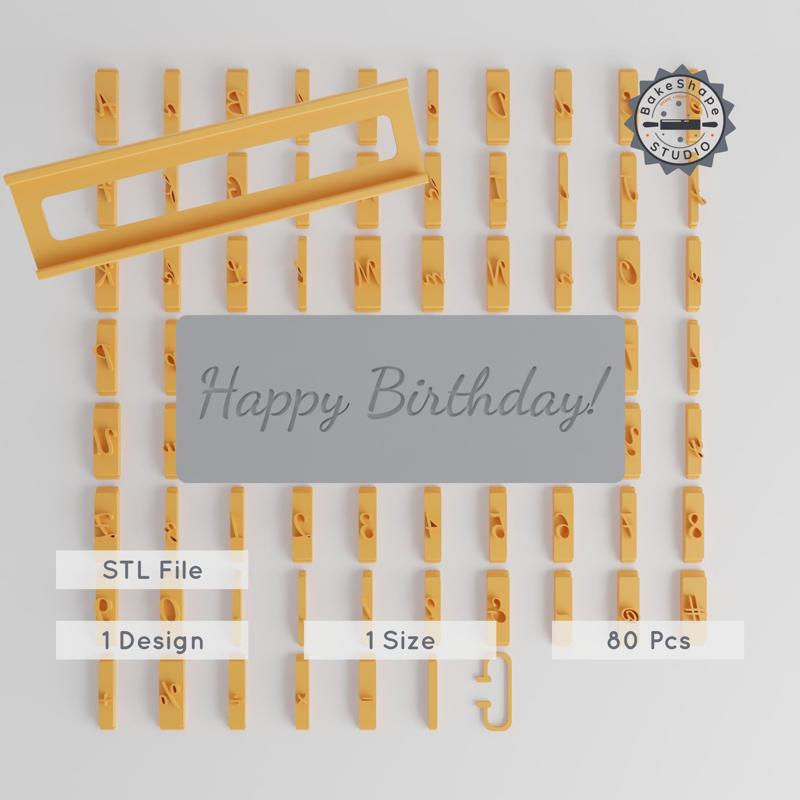 Dancing Script Bold Font Tile Set, 80 Pieces, 1/2" Letters for Clay, Cookies & Fondant PRODUCT_2813
