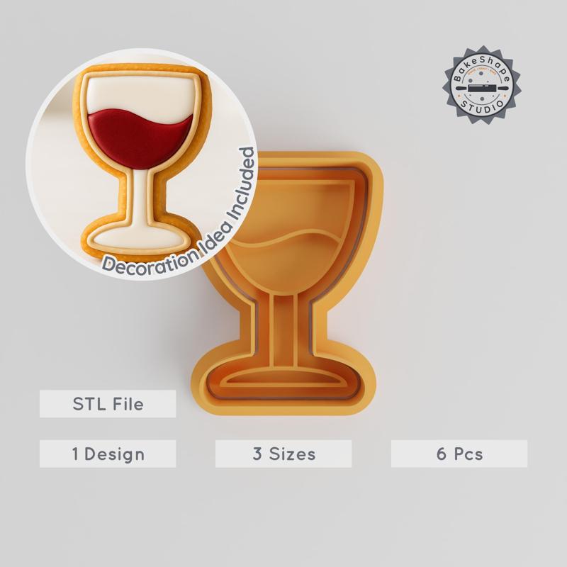 Wine Glass & Bottle Shape Cutter, Stamp Set, 3 Sizes, Perfect for Cookies, Fondant, Beverage Decoration PRODUCT_562