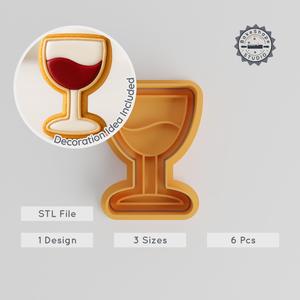 Wine Glass & Bottle Shape Cutter, Stamp Set, 3 Sizes, Perfect for Cookies, Fondant, Beverage Decoration PRODUCT_562