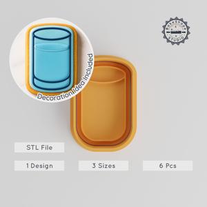 Glass Shape Cutter & Stamp, 3 Sizes, Cookie & Fondant Tool Set, Drinkware Design PRODUCT_555
