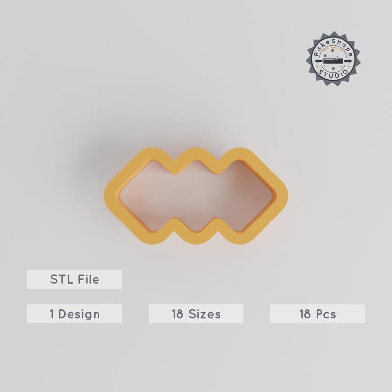Abstract Wave Cookie & Clay Shape Cutter Set, 18 Sizes, Custom Geometric Design for Fondant, Curlicue Pattern, Ripple, Instant Download STL PRODUCT_100